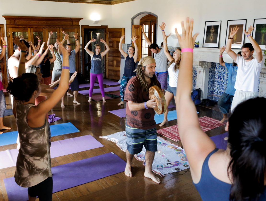 Jeremy Clubb leading a sound healing class